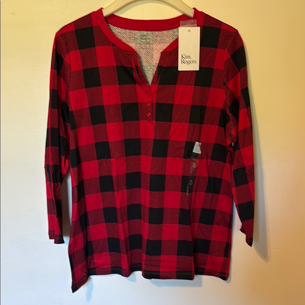 Kim Rogers Red and Black Plaid Top